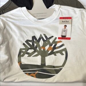 Timberland White and Camouflage Logo T-Shirt